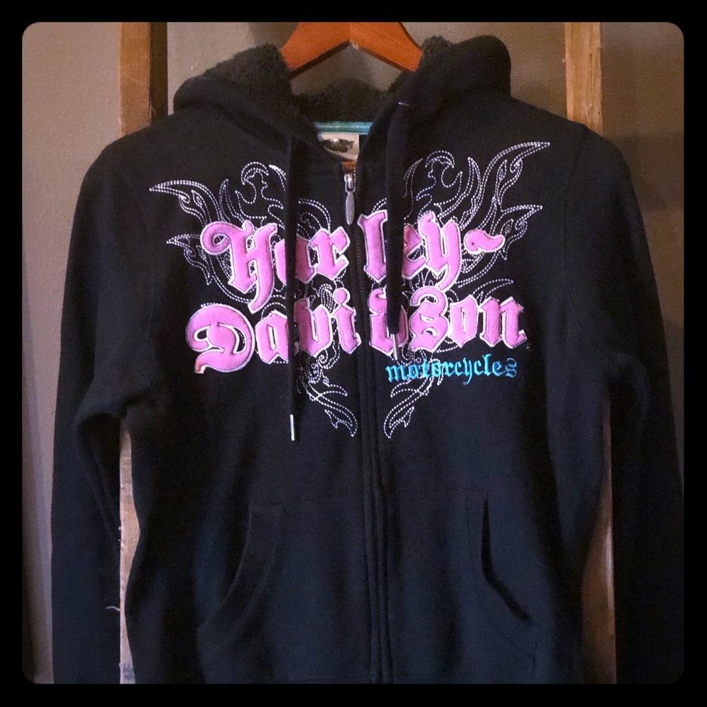Authentic Harley Davidson hooded zip-up sweatshirt